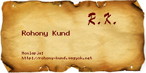 Rohony Kund névjegykártya